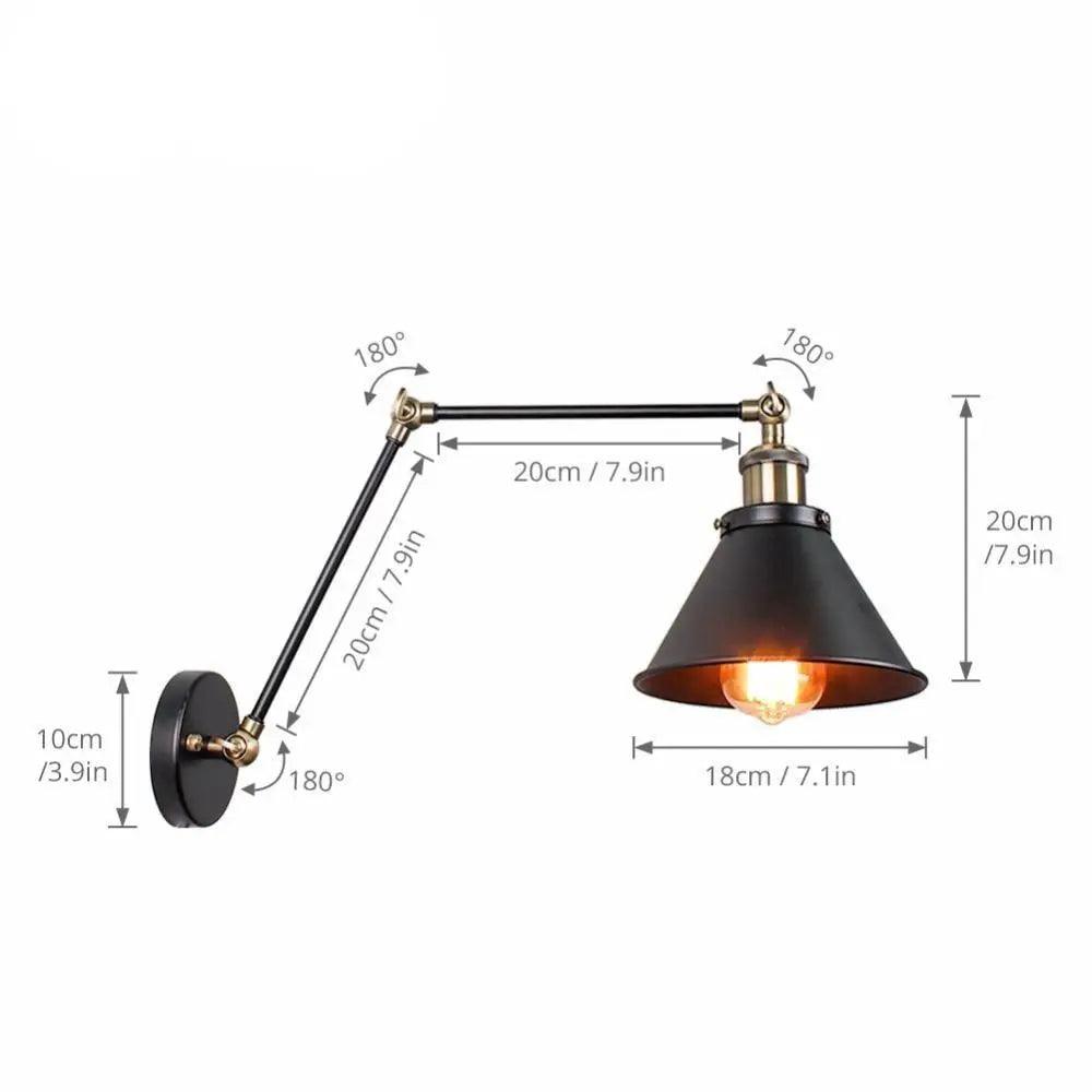 House Vogue™ - Vintage Industrial Wall Lamp - Adjustable Long Arm Sconce for Bedroom, Corridor & Balcony