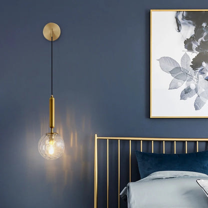 House Vogue™ - LunaSphere Glass Ball Wall Light – Stylish Reading & Bedside Lamp with Brass/Black Sconce