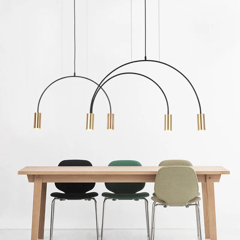 House Vogue™ -Arc Luxe: Nordic Black & Gold Pendant Light