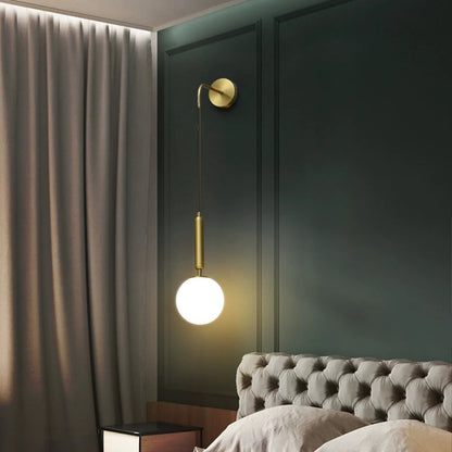 House Vogue™ - LunaSphere Glass Ball Wall Light – Stylish Reading & Bedside Lamp with Brass/Black Sconce