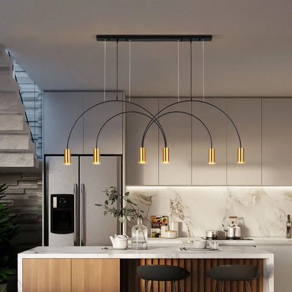 House Vogue™ -Arc Luxe: Nordic Black & Gold Pendant Light