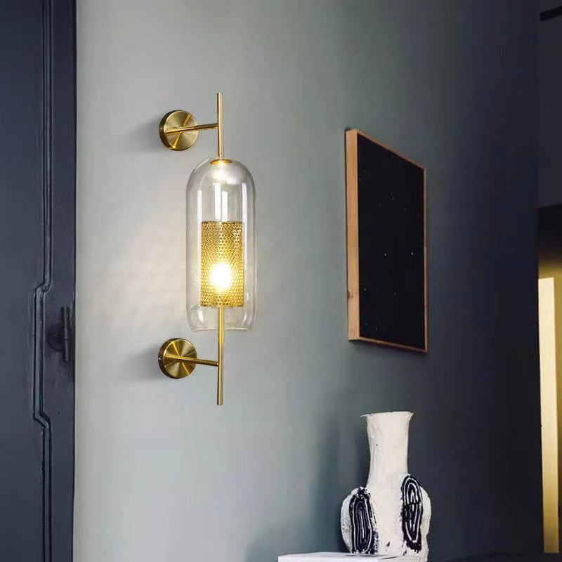 House Vogue™ - BrassGlow Glass Wall Lamp – Nordic Decorative Light for Bedside, Aisle & Living Room