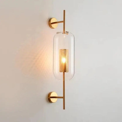 House Vogue™ - BrassGlow Glass Wall Lamp – Nordic Decorative Light for Bedside, Aisle & Living Room