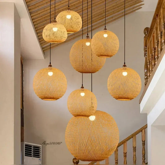 House Vogue™ - Natural Bamboo & Wicker Hanging Pendant Lamp