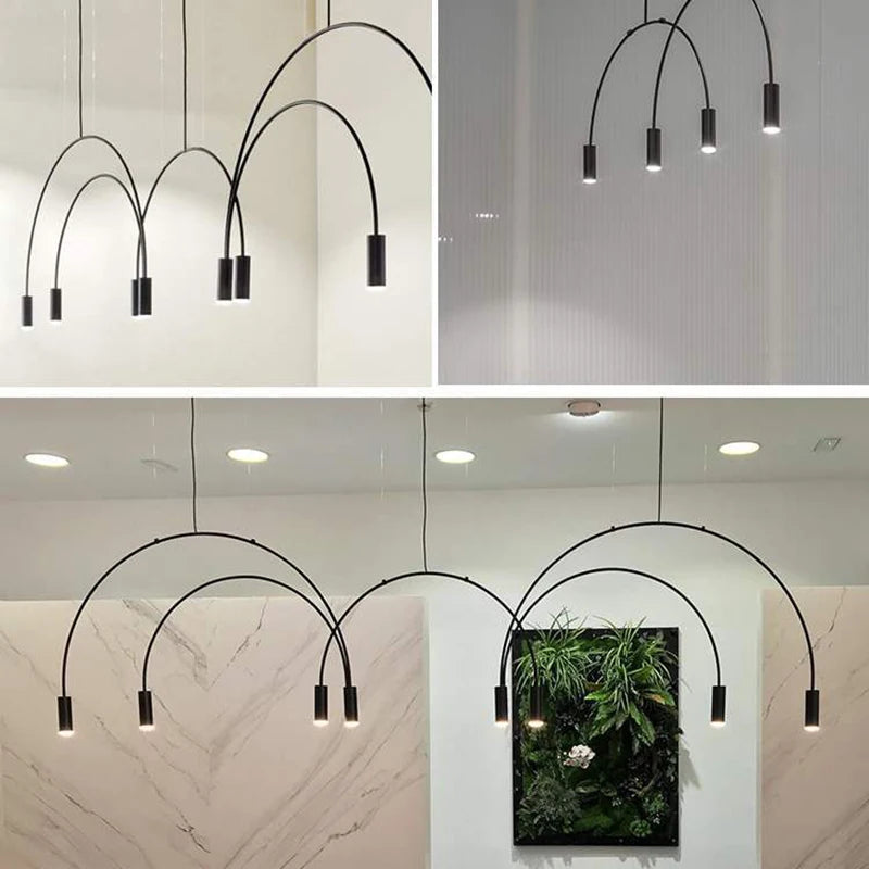 House Vogue™ -Arc Luxe: Nordic Black & Gold Pendant Light