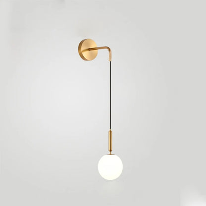 House Vogue™ - LunaSphere Glass Ball Wall Light – Stylish Reading & Bedside Lamp with Brass/Black Sconce