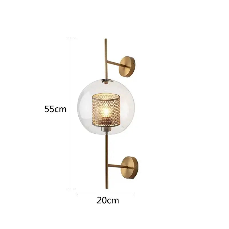 House Vogue™ - BrassGlow Glass Wall Lamp – Nordic Decorative Light for Bedside, Aisle & Living Room