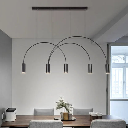 House Vogue™ -Arc Luxe: Nordic Black & Gold Pendant Light