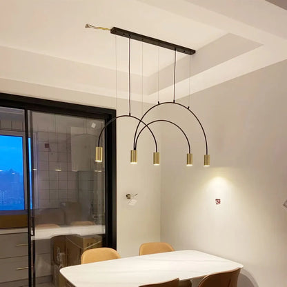 House Vogue™ -Arc Luxe: Nordic Black & Gold Pendant Light